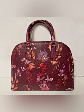 A New Day Women's Crossbody Faux Leather Purse Handbag; Burgundy Floral, Large
